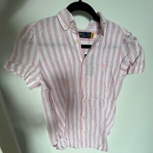 Polo Ralph Lauren M women’s button up striped t-shirt NWT